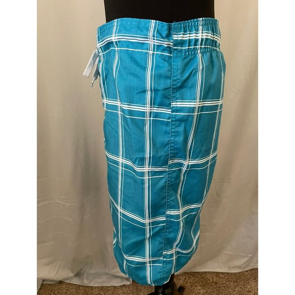 OP Men's Teal/White Checkered Swim Trunks - Picture 6 of 10